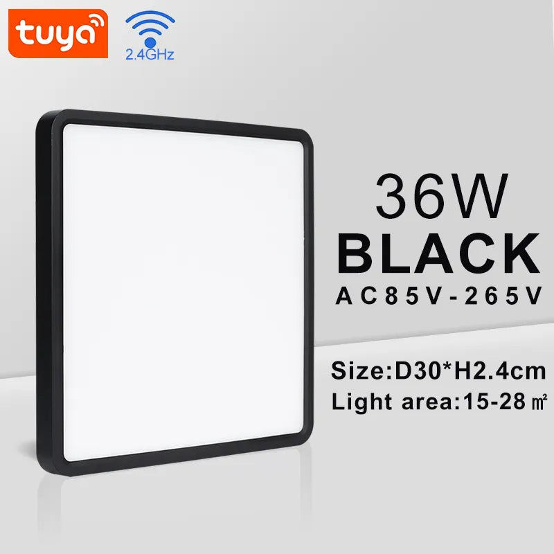 MARPOU Square Smart LED Ceiling Lamp 36W Tuya App Voice Control With Wifi Alexa/Google Dimmable Ceiling Lights for Living Room