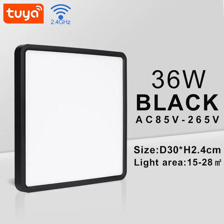 MARPOU Square Smart LED Ceiling Lamp 36W Tuya App Voice Control With Wifi Alexa/Google Dimmable Ceiling Lights for Living Room