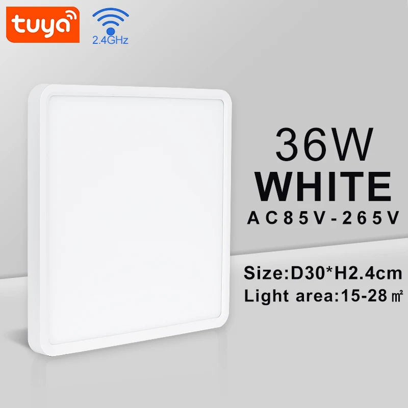 MARPOU Square Smart LED Ceiling Lamp 36W Tuya App Voice Control With Wifi Alexa/Google Dimmable Ceiling Lights for Living Room