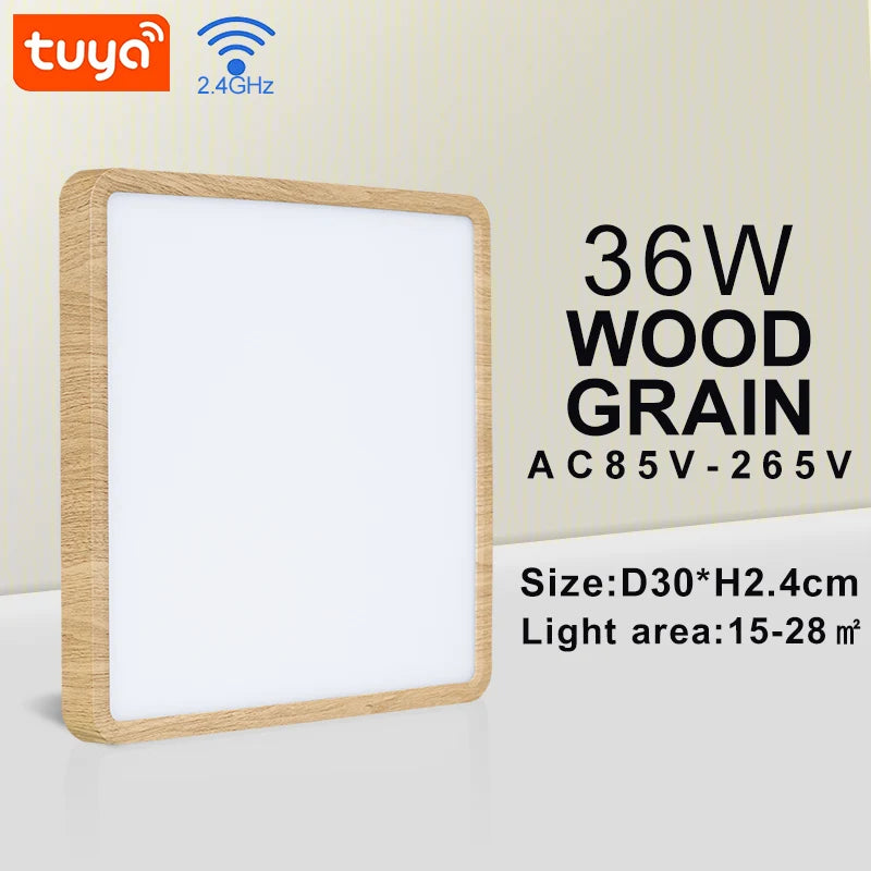 MARPOU Square Smart LED Ceiling Lamp 36W Tuya App Voice Control With Wifi Alexa/Google Dimmable Ceiling Lights for Living Room