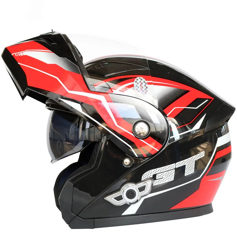 Men Women Bluetooth Motorcycle Helmet DOT Approved Flip Up Waterproof Longer Endurance Double Scratch Proof Anti Fog Visors