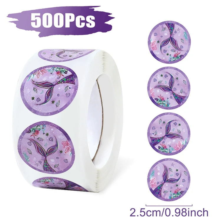 Mermaid Birthday Disposable Tableware Little Mermaid Birthday Party Decoration 500pc stickers