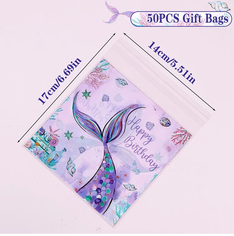 Mermaid Birthday Disposable Tableware Little Mermaid Birthday Party Decoration 50pc gift bag B