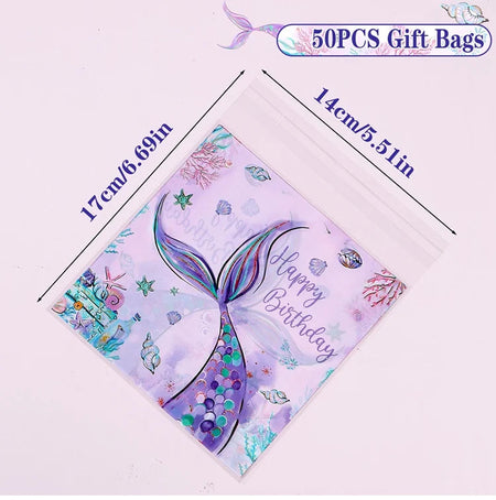 Mermaid Birthday Disposable Tableware Little Mermaid Birthday Party Decoration 50pc gift bag B