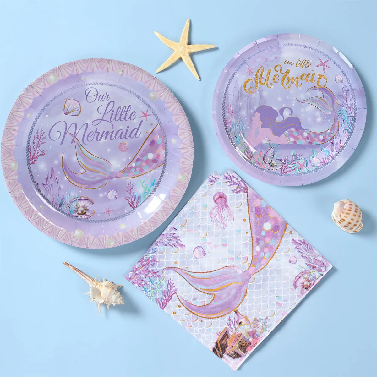 Mermaid Birthday Disposable Tableware Little Mermaid Birthday Party Decoration