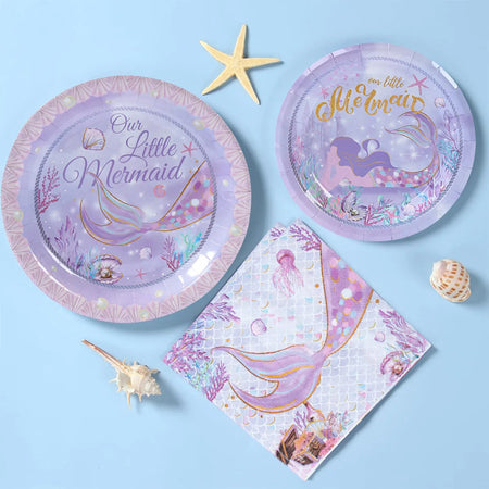 Mermaid Birthday Disposable Tableware Little Mermaid Birthday Party Decoration
