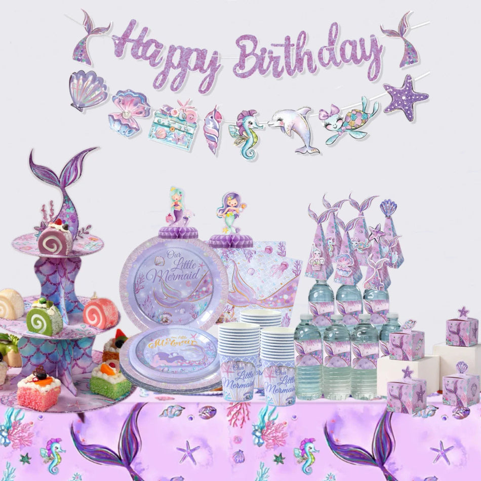 Mermaid Birthday Disposable Tableware Little Mermaid Birthday Party Decoration