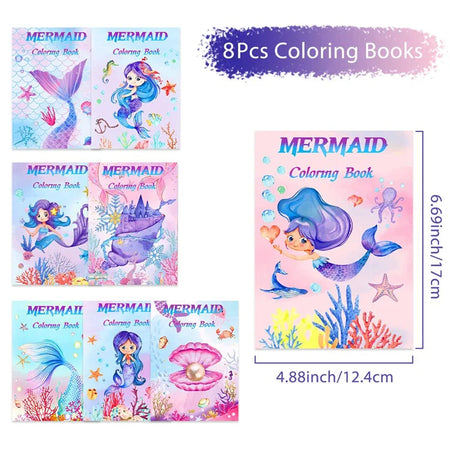 Mermaid Birthday Disposable Tableware Little Mermaid Birthday Party Decoration 8pc coloring book