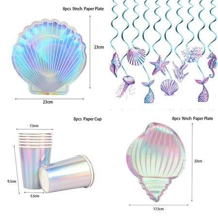 Mermaid Disposable Tableware &amp;amp; Birthday Decorations