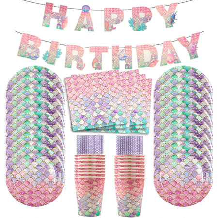 Mermaid Disposable Tableware &amp;amp; Birthday Decorations