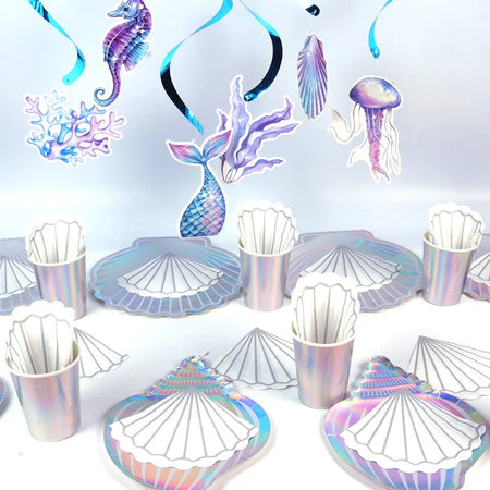 Mermaid Disposable Tableware &amp;amp; Birthday Decorations