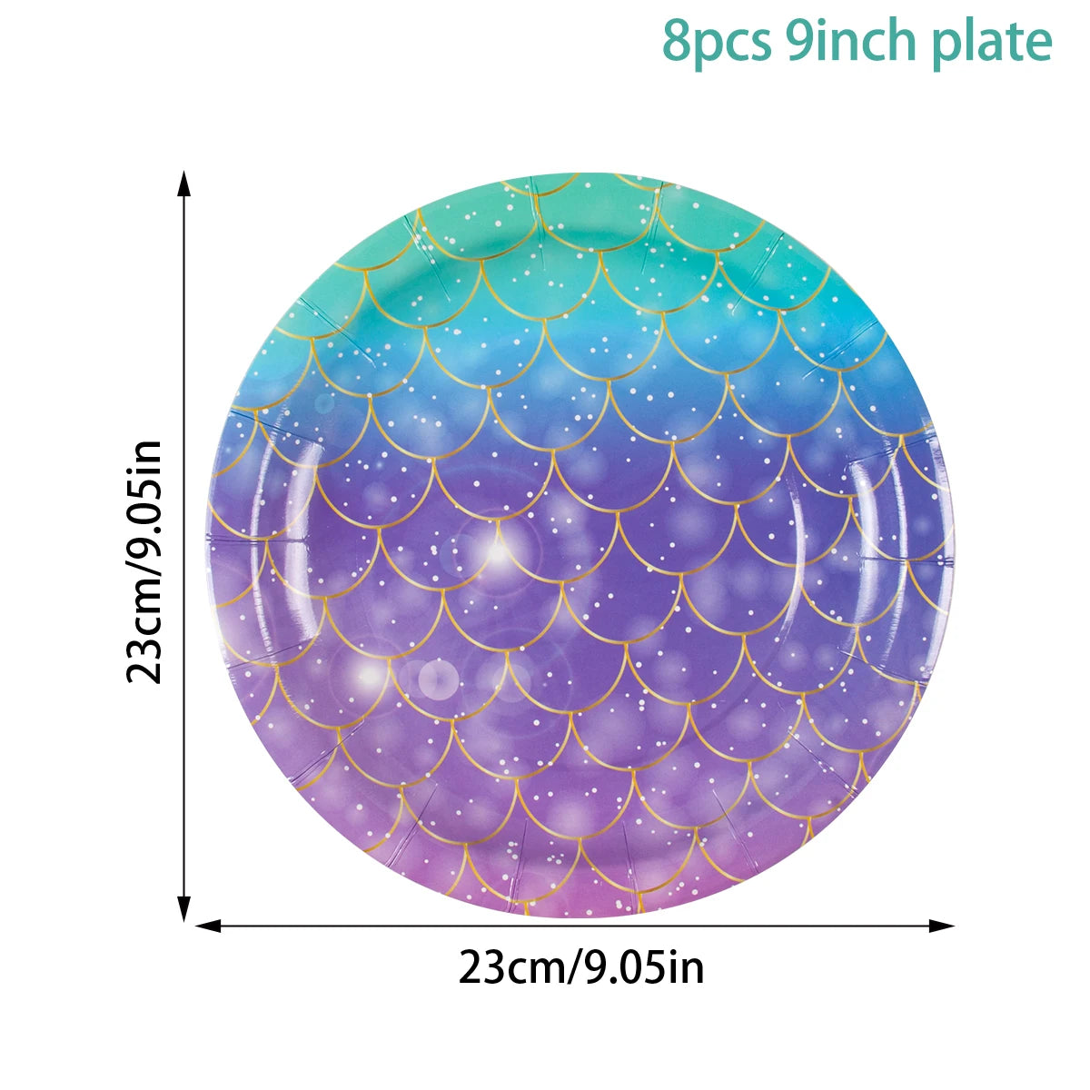 Mermaid Disposable Tableware &amp;amp; Birthday Decorations 8pcs 9inch-A