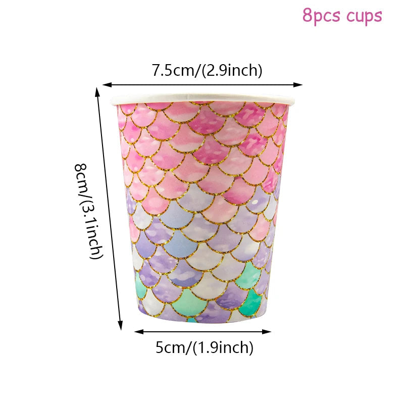 Mermaid Disposable Tableware &amp;amp; Birthday Decorations 8pcs cups-B