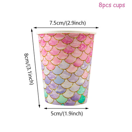 Mermaid Disposable Tableware &amp;amp; Birthday Decorations 8pcs cups-B