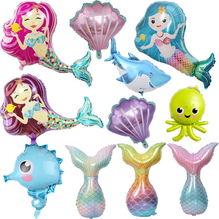 Mermaid Ocean Marine Life Party Balloons for Kids' Celebration