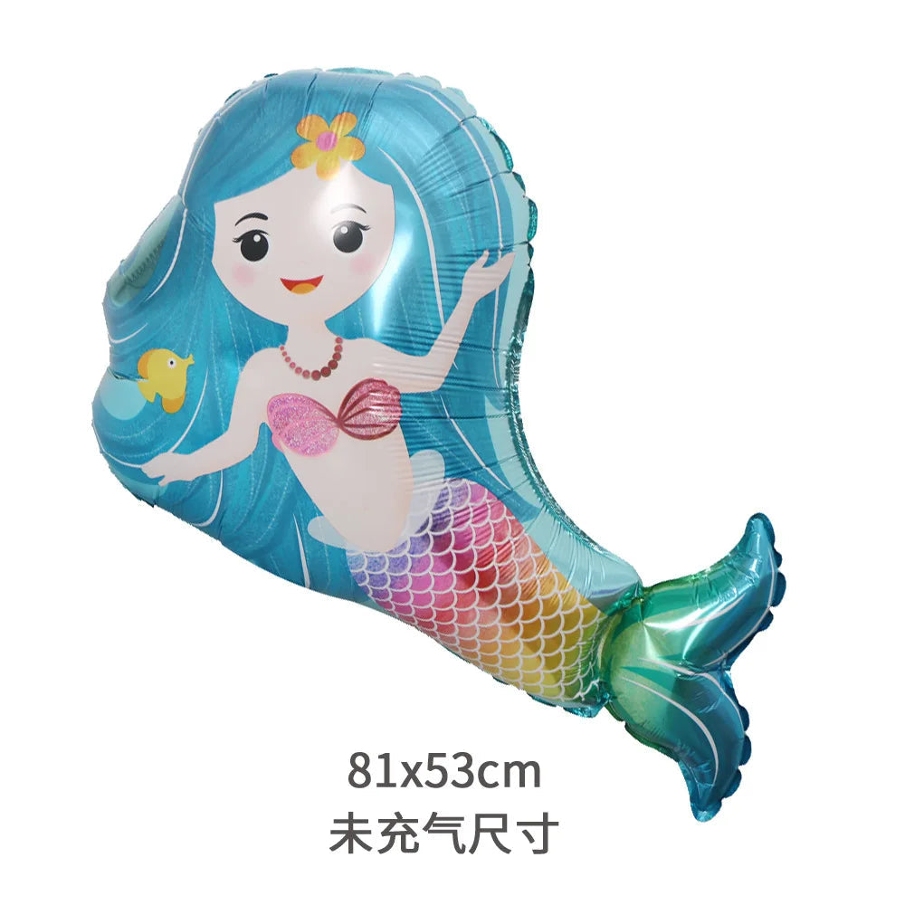 Mermaid Ocean Marine Life Party Balloons for Kids' Celebration Mermaid blue