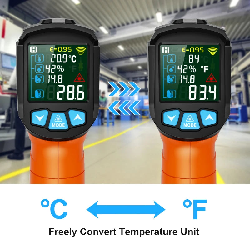 Mestek IR02C ~50-800C Digital Infrared Thermometer Color Screen High Temperature Meter Non-contact Pyrometer Outdoor Thermometer