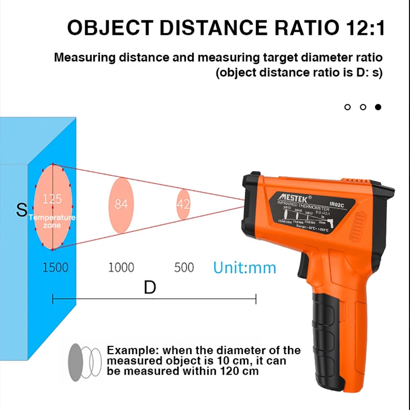 Mestek IR02C ~50-800C Digital Infrared Thermometer Color Screen High Temperature Meter Non-contact Pyrometer Outdoor Thermometer