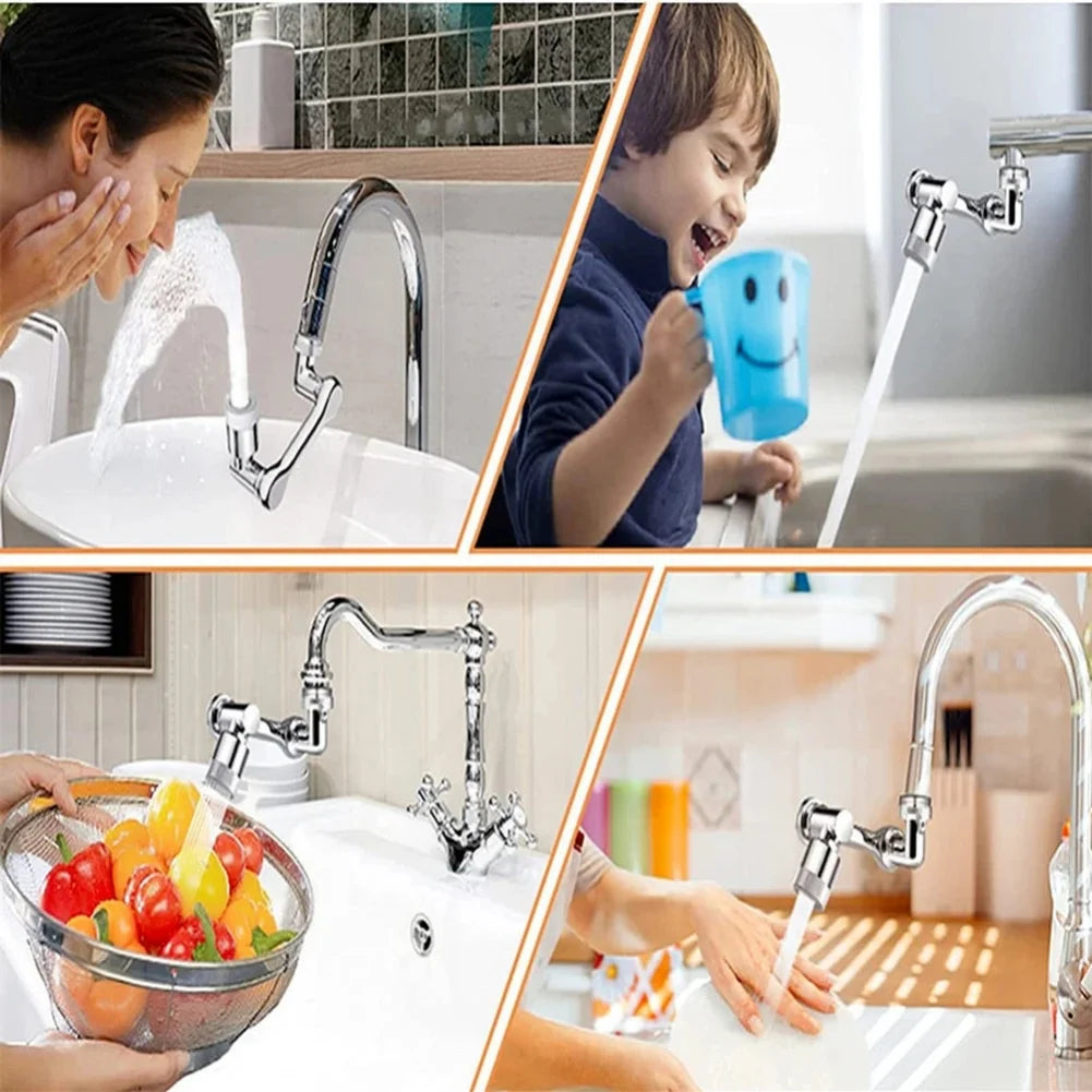 Metal Copper 1080&amp;deg; Rotation Faucet Aerator Extender Swivel Robotic Arm Faucets Sprayer Head Nozzle Kitchen Tap Saving Water