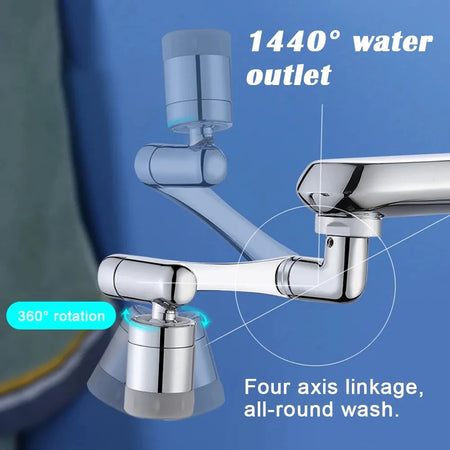 Metal Copper 1080&amp;deg; Rotation Faucet Aerator Extender Swivel Robotic Arm Faucets Sprayer Head Nozzle Kitchen Tap Saving Water