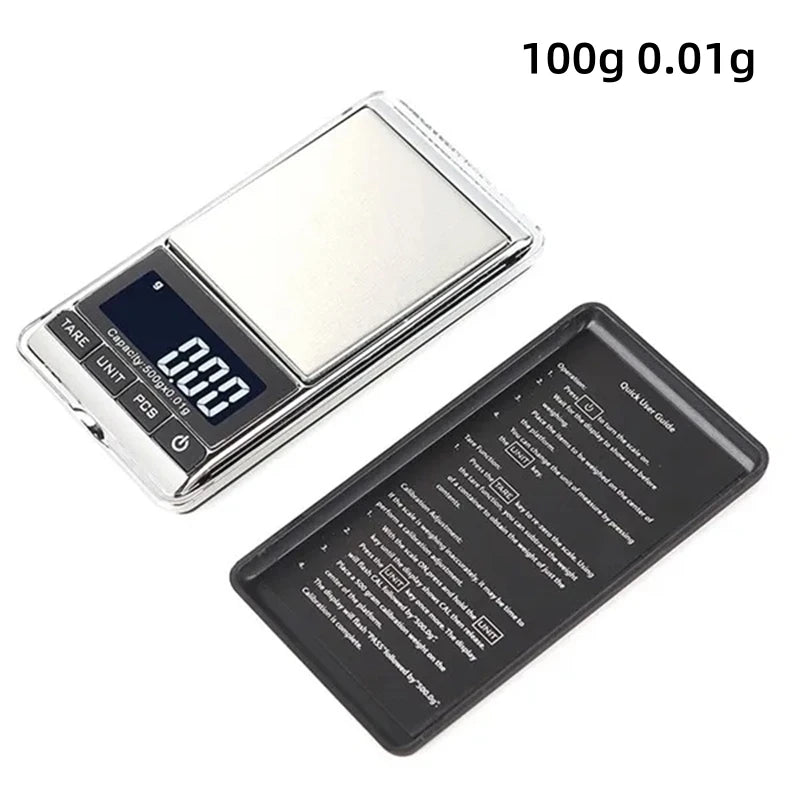 Mini Digital Scale 100/200/500g 0.01g High Accuracy LCD Backlight Electric Pocket Scale for Jewelry Gram Weight for Kitchen 100g 0.01g