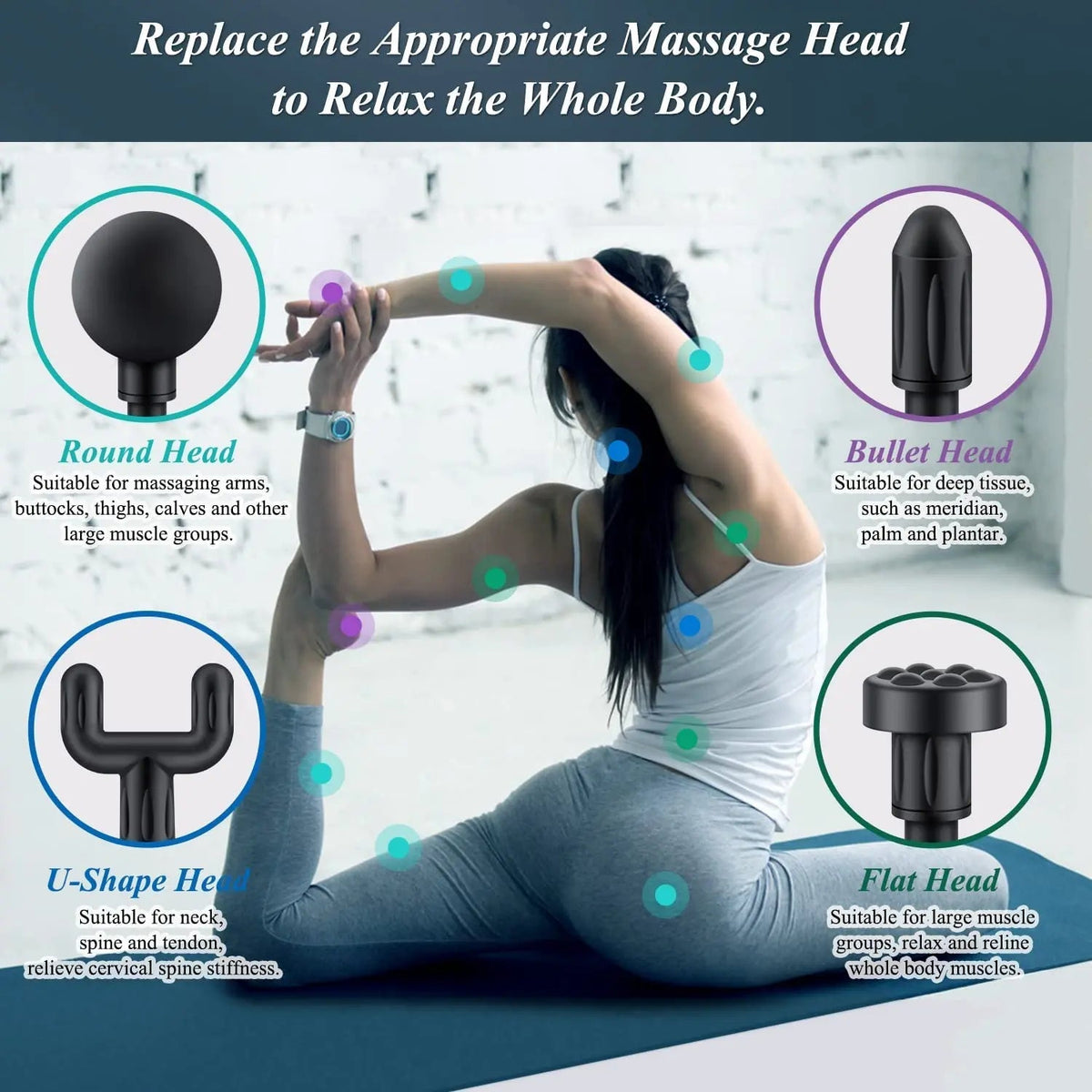 Mini Massage Gun Percussion Muscle Massage Gun with 6 Speeds 4 Massage Heads With Carrying Bag for Back Shoulder Muscle Relieve