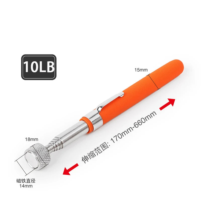 Mini Portable Telescopic Magnetic Magnet Pen Handy Tools Capacity For Picking Up Nut Bolt Extendable Pickup Rod Stick orange 10LB / CHINA