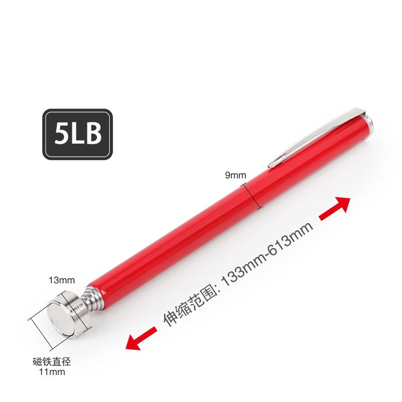 Mini Portable Telescopic Magnetic Magnet Pen Handy Tools Capacity For Picking Up Nut Bolt Extendable Pickup Rod Stick red 5LB / CHINA