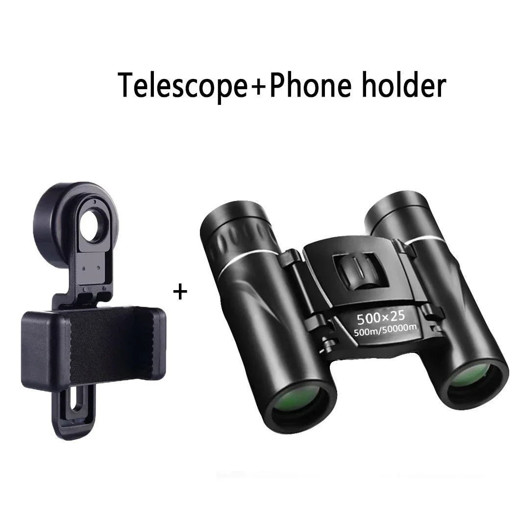 Mini Portable Zoom HD Telescope Binoculars Powerful 500x25 Folding Long Range Low Light Night Vision Professional SET