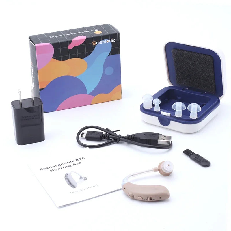 Mini Rechargeable Hearing Aid Digital BTE Hearing Aids Adjustable Tone Sound Amplifier Portable Deaf Elderly digital Hearing Aid