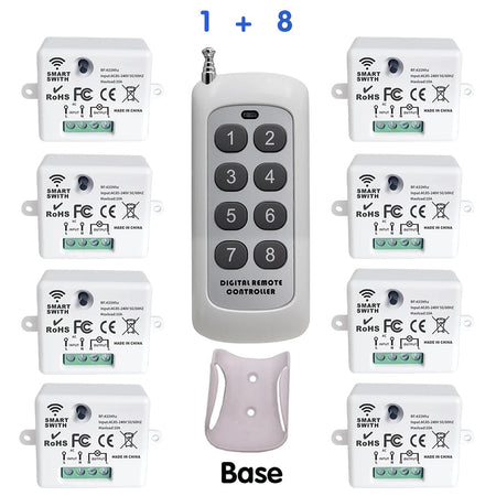 Mini Wireless Smart Light Switch with Remote Control 200M Distance 433 Mhz RF Relay Receiver Ac220V Switch for Home Led Lamp Fan 8RC 1B