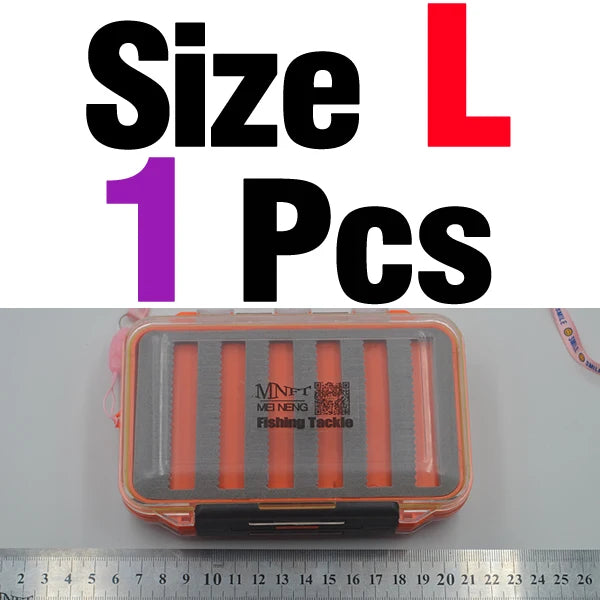 MNFT 1Pcs Double Side Fly Trout Fishing Pocket Boxs Waterproof Assorted Nymphs Holds Flies Fishing Fly Box with Slit Foam Inside 1Pcs L
