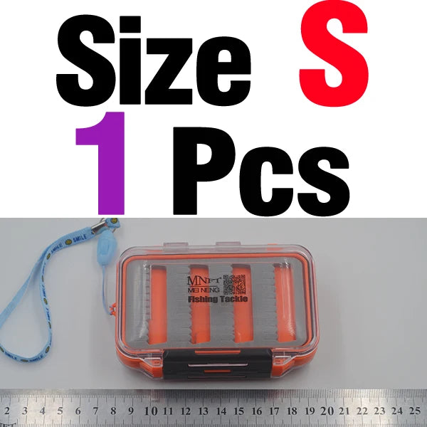 MNFT 1Pcs Double Side Fly Trout Fishing Pocket Boxs Waterproof Assorted Nymphs Holds Flies Fishing Fly Box with Slit Foam Inside 1Pcs S