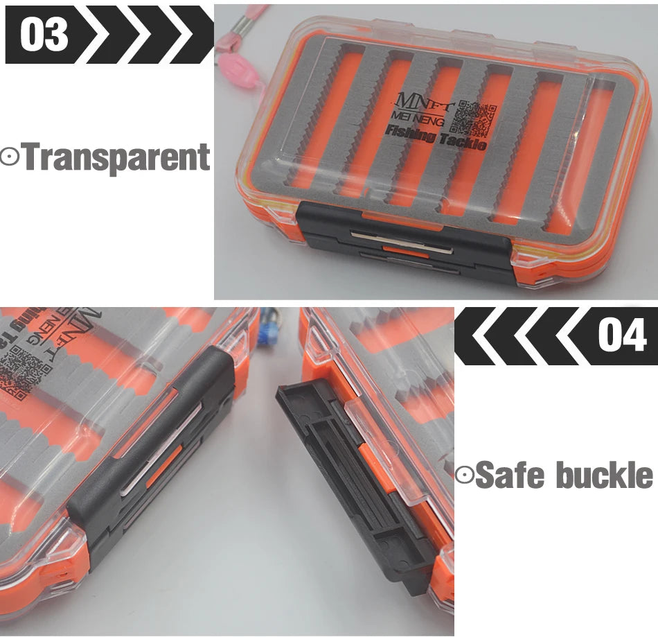 MNFT 1Pcs Double Side Fly Trout Fishing Pocket Boxs Waterproof Assorted Nymphs Holds Flies Fishing Fly Box with Slit Foam Inside