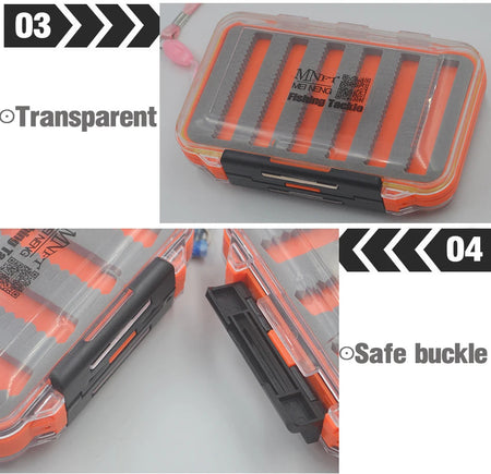 MNFT 1Pcs Double Side Fly Trout Fishing Pocket Boxs Waterproof Assorted Nymphs Holds Flies Fishing Fly Box with Slit Foam Inside