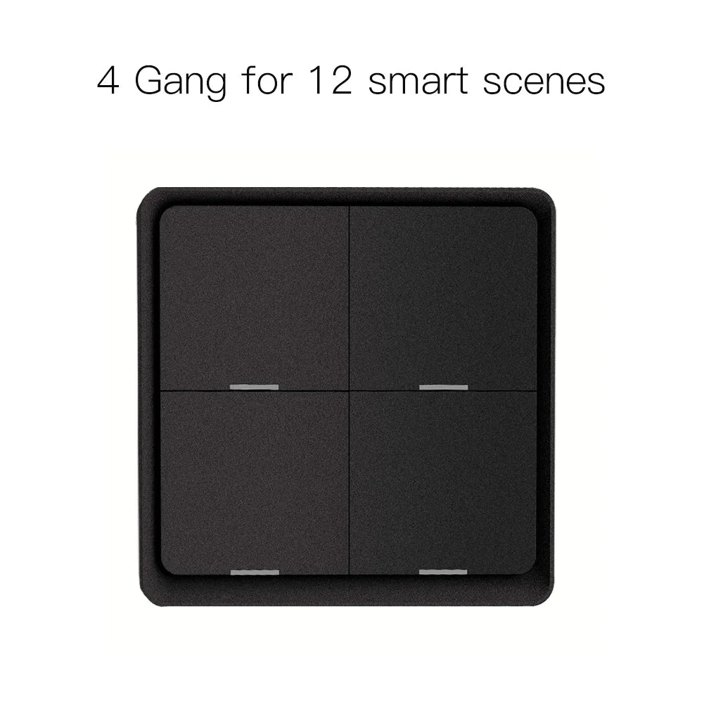 MOES 4 Gang Tuya ZigBee Wireless Scene Switch  4 Gang Black