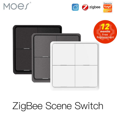 MOES 4 Gang Tuya ZigBee Wireless Scene Switch