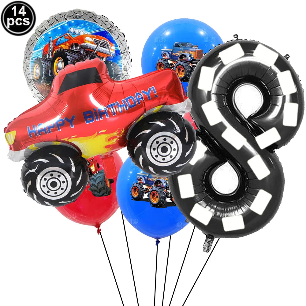 Monster Truck Birthday Party Decor Set Brown