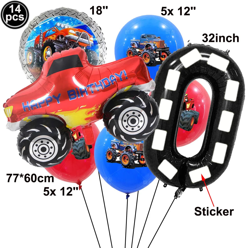 Monster Truck Birthday Party Decor Set Orange