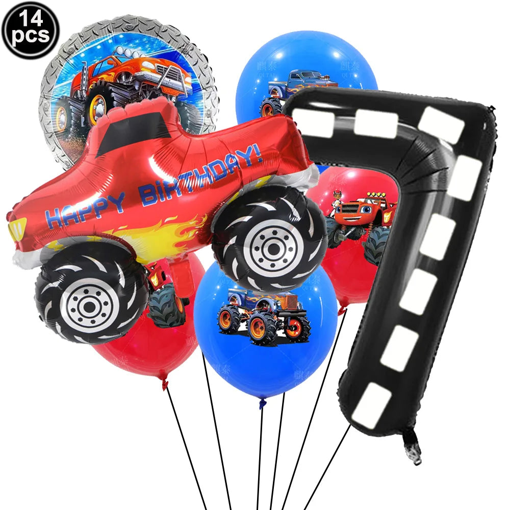 Monster Truck Birthday Party Decor Set VIOLET/u7d2bu7f57u5170