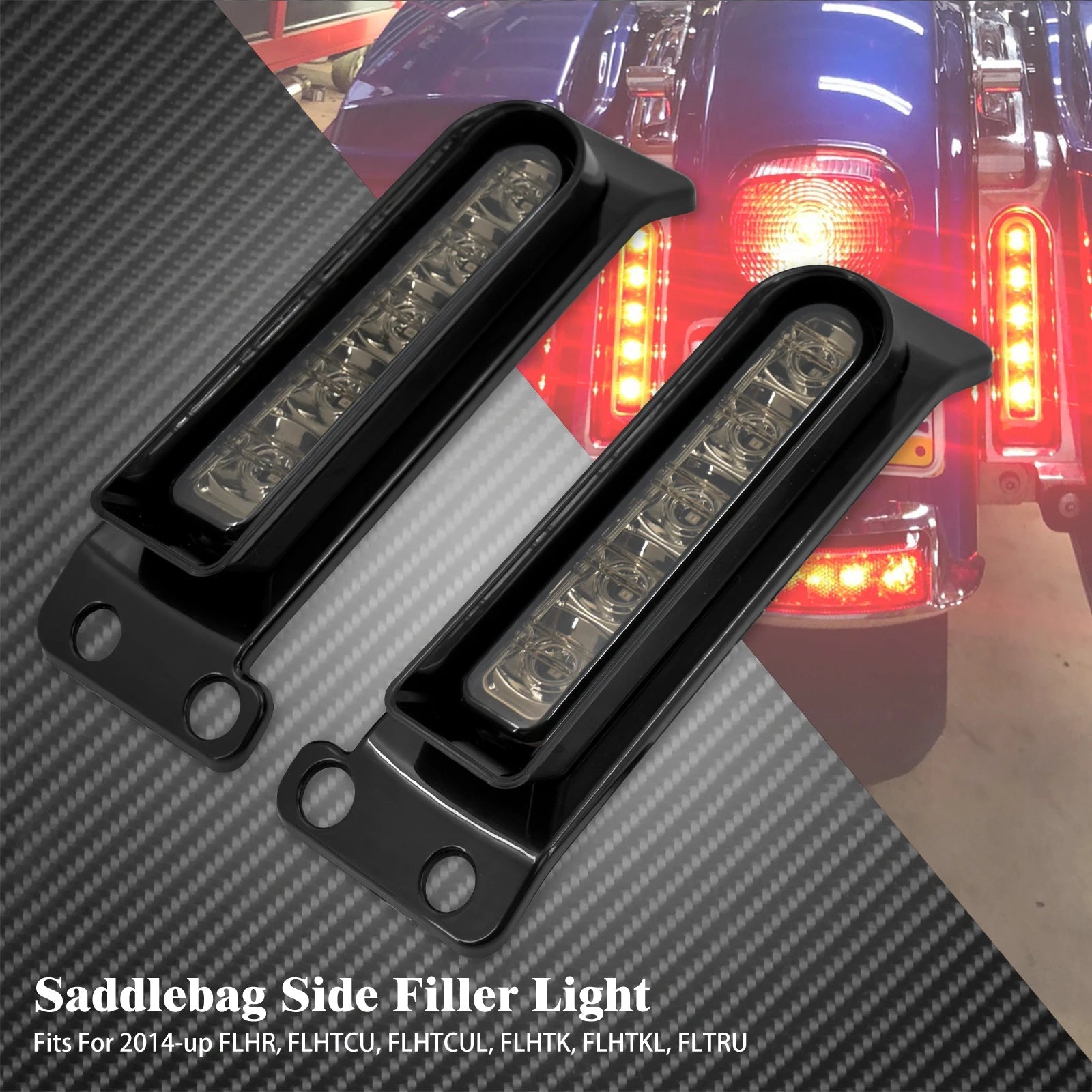 Motorcycle Rear Fender LED Lights For Harley Touring Road King Electra Glide FLHR 2014-2023 Brake Turn Signal Side Filler Lamp