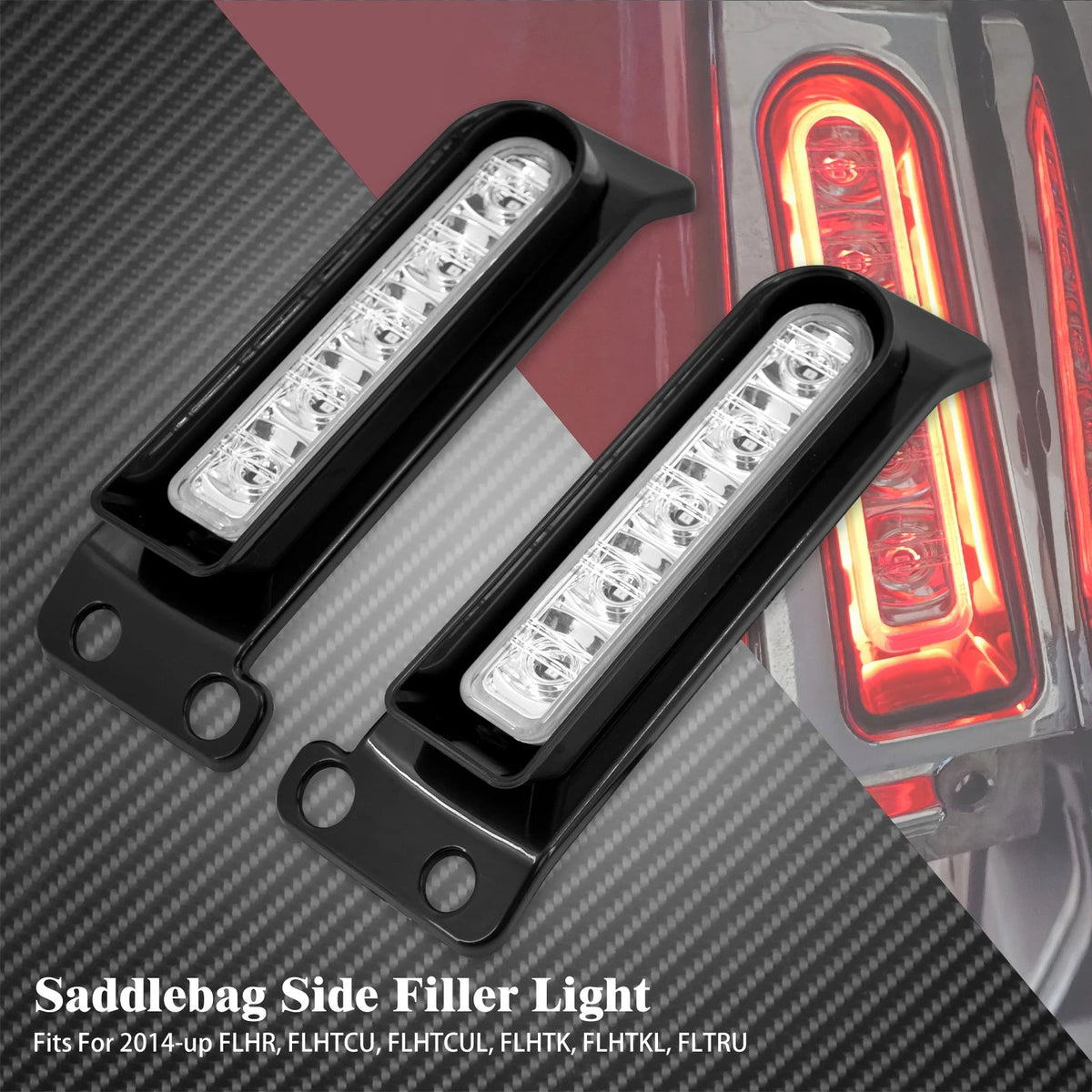 Motorcycle Rear Fender LED Lights For Harley Touring Road King Electra Glide FLHR 2014-2023 Brake Turn Signal Side Filler Lamp