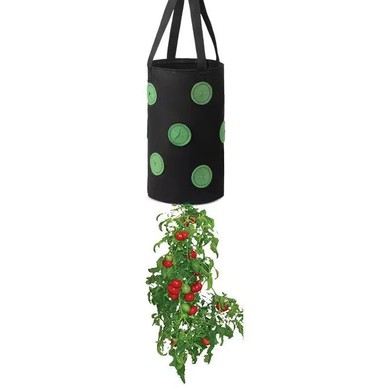 Multi-Function 13 Holes Felt Hanging Tomato Grow Bag Planter Strawberry Vegetable Flower Plant Grow Bags Garden Plant Pot Black