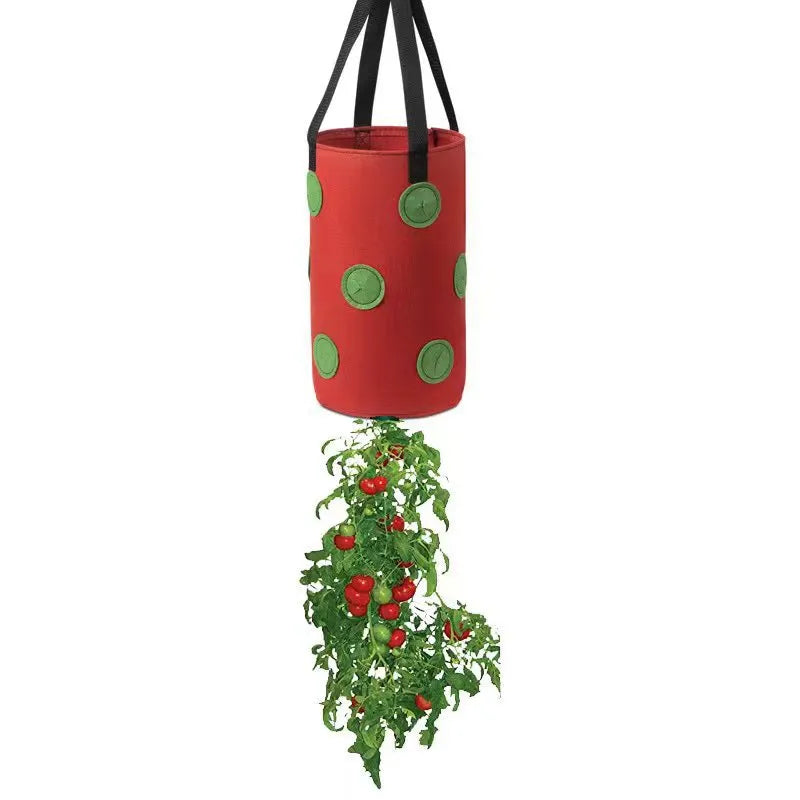 Multi-Function 13 Holes Felt Hanging Tomato Grow Bag Planter Strawberry Vegetable Flower Plant Grow Bags Garden Plant Pot Red