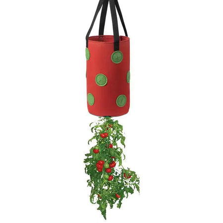Multi-Function 13 Holes Felt Hanging Tomato Grow Bag Planter Strawberry Vegetable Flower Plant Grow Bags Garden Plant Pot Red