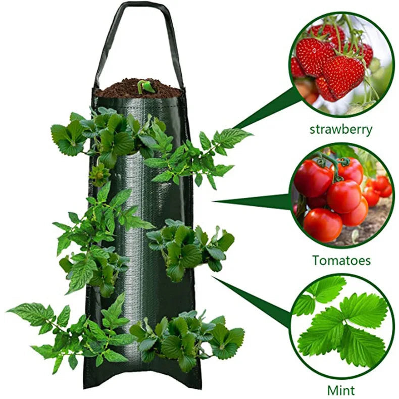 Multi-Function Hanging Strawberry Grow Bag Upside Down Planter Tomato Potato Vegetable Flower Plant Grow Bags  Garden Decoration