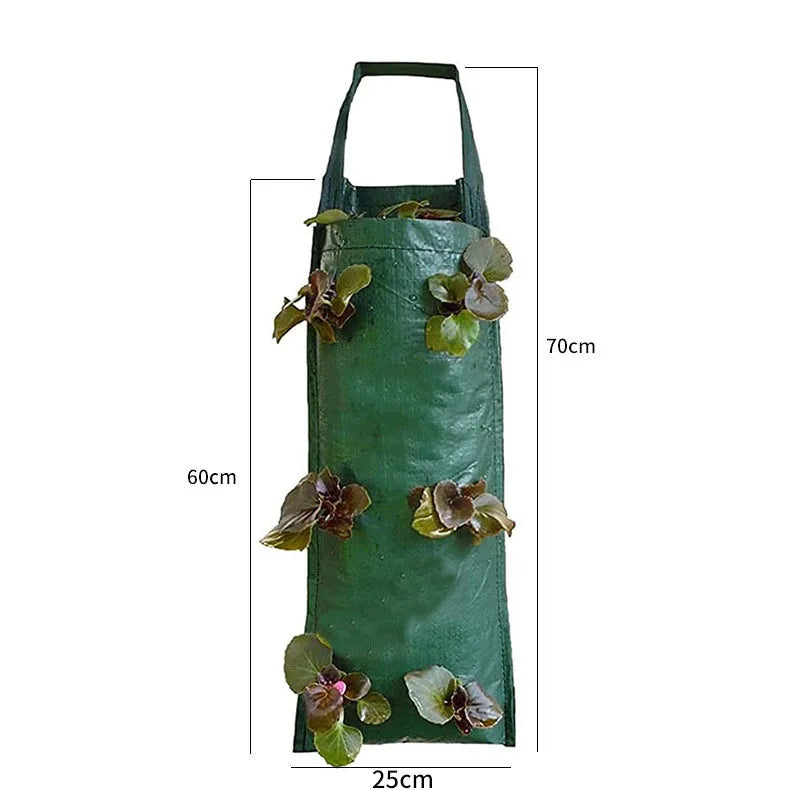 Multi-Function Hanging Strawberry Grow Bag Upside Down Planter Tomato Potato Vegetable Flower Plant Grow Bags  Garden Decoration green