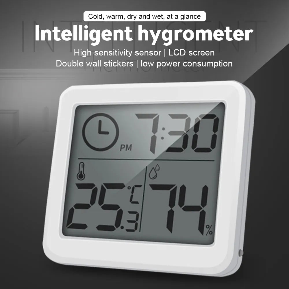 Multifunction Thermometer Hygrometer Automatic Electronic Temperature Humidity Monitor Clock 3.2inch Large LCD Screen