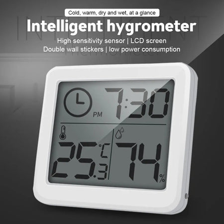 Multifunction Thermometer Hygrometer Automatic Electronic Temperature Humidity Monitor Clock 3.2inch Large LCD Screen