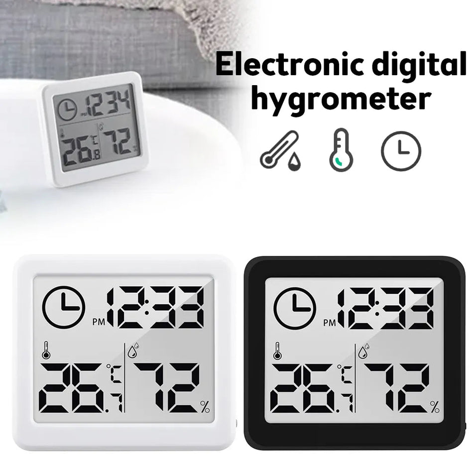 Multifunction Thermometer Hygrometer Automatic Electronic Temperature Humidity Monitor Clock 3.2inch Large LCD Screen